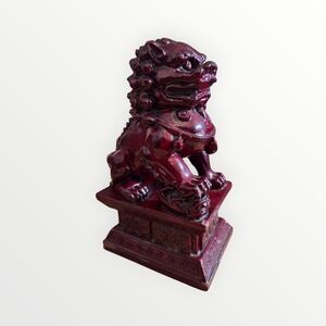 Elegant Red Foo Dog Statue